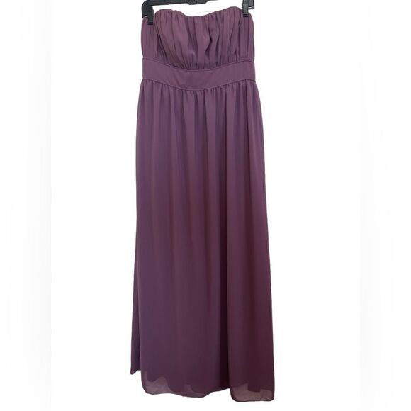 Dessy Collection Smashing Purple Strapless Full Length Bridesmaids Dress 12 - Picture 1 of 13